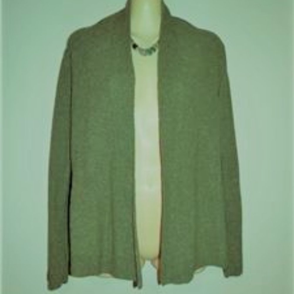 Eileen Fisher Boucle Green Open Cardigan Sweater